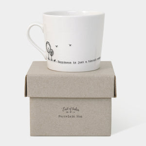 East of India Porcelain Wobbly Mug - Happiness is Only a Biscuit Away