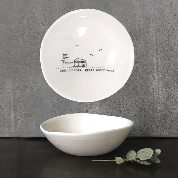 East of India Medium Wobbly Bowl 'Good friends, great adventures.'