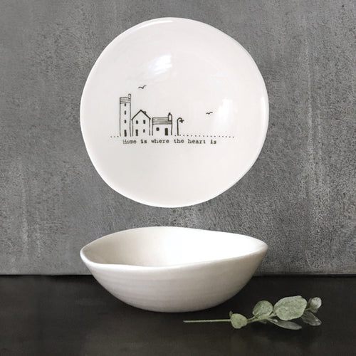 East of India Medium Porcelain Wobbly Bowl 'Home is where the heart is'