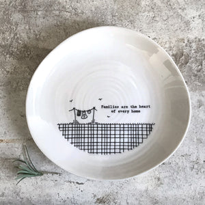 East of India Porcelain Cross Hatch Shallow Dish - Families are the heart ...