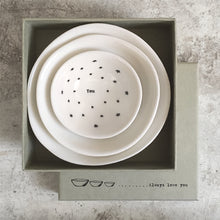 Load image into Gallery viewer, East of India Porcelain Dish Trio &#39;Always love you&#39;