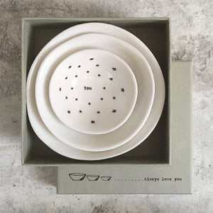 East of India Porcelain Dish Trio 'Always love you'