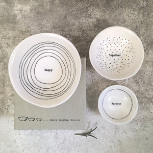 East of India Porcelain Dish Trio 'Happy Together Forever'