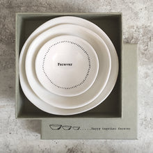 Load image into Gallery viewer, East of India Porcelain Dish Trio &#39;Happy Together Forever&#39;