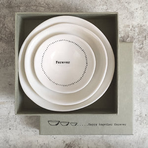 East of India Porcelain Dish Trio 'Happy Together Forever'