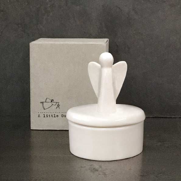 East of India Porcelain Little Guardian Angel Trinket Pot in Gift Box