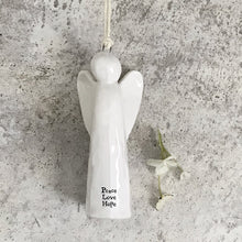 Load image into Gallery viewer, East of India Hanging Porcelain Angel Three Designs