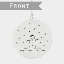 Load image into Gallery viewer, East Of India Baby&#39;s first Christmas Porcelain Flat Bauble