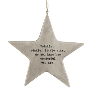 East of India Rustic Porcelain Hanging Star 'Twinkle, twinkle, little star ...