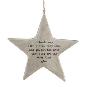 East of India Rustic Porcelain Hanging Star 'Friends are like stars, they come and ...