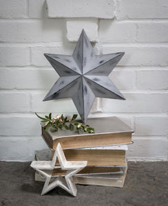 Rustic Metal Wall Star 30cm Grey