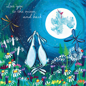 Recycled Greetings Cards - Love You To The Moon and Back Blank inside