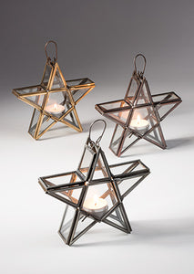 Recycled Standing  Star Lantern Clear Glass