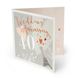 Whistlefish  Deluxe Large 40th Ruby Wedding Anniversary Card