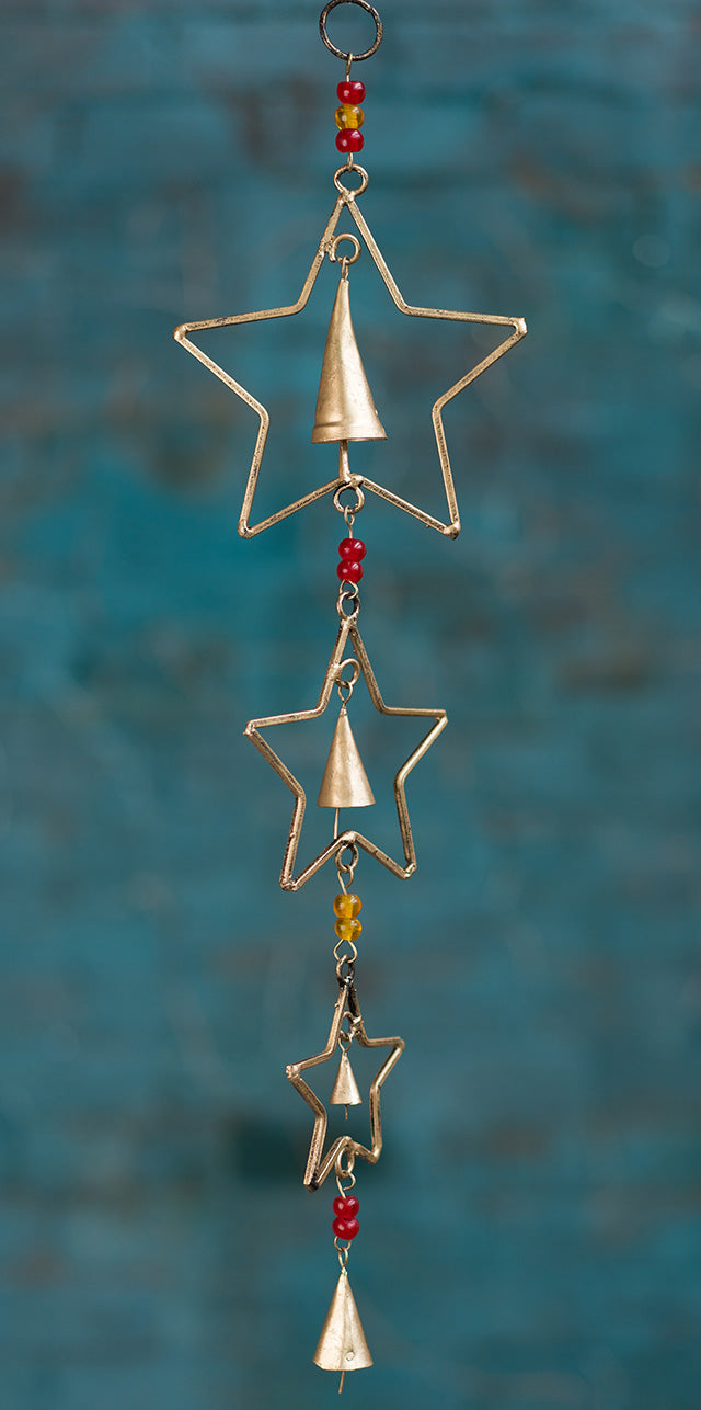 Fairtrade Gold Hanging Stars with Beads