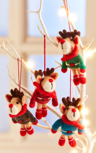 Handmade Festive Felt Super Hero Reindeer Decoration