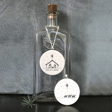 East Of India Nativity Scene Porcelain Flat Bauble