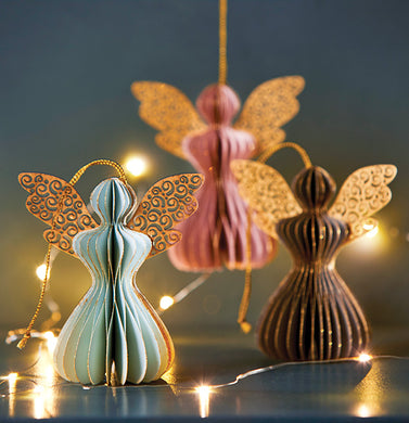 Set of Three Pastel Angel Decorations