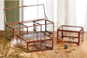 Fairtrade Glass and Copper Finish Jewellery Boxes