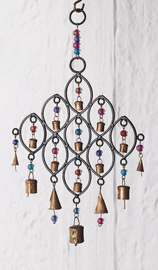 Recycled Iron Windchime with Bells and Beads (Medium)