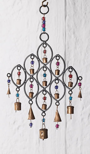 Recycled Iron Windchime with Bells and Beads (Medium)