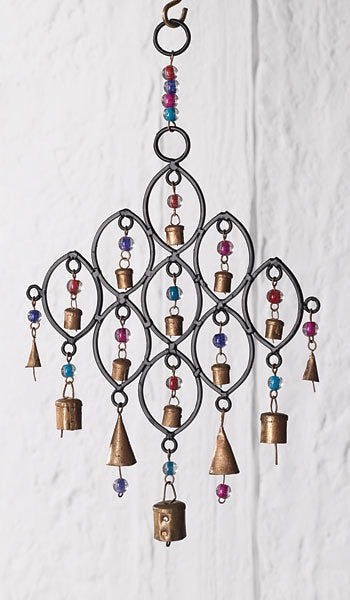 Recycled Iron Windchime with Bells and Beads (Medium)